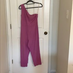 Free People Pink One Shoulder Jumpsuit